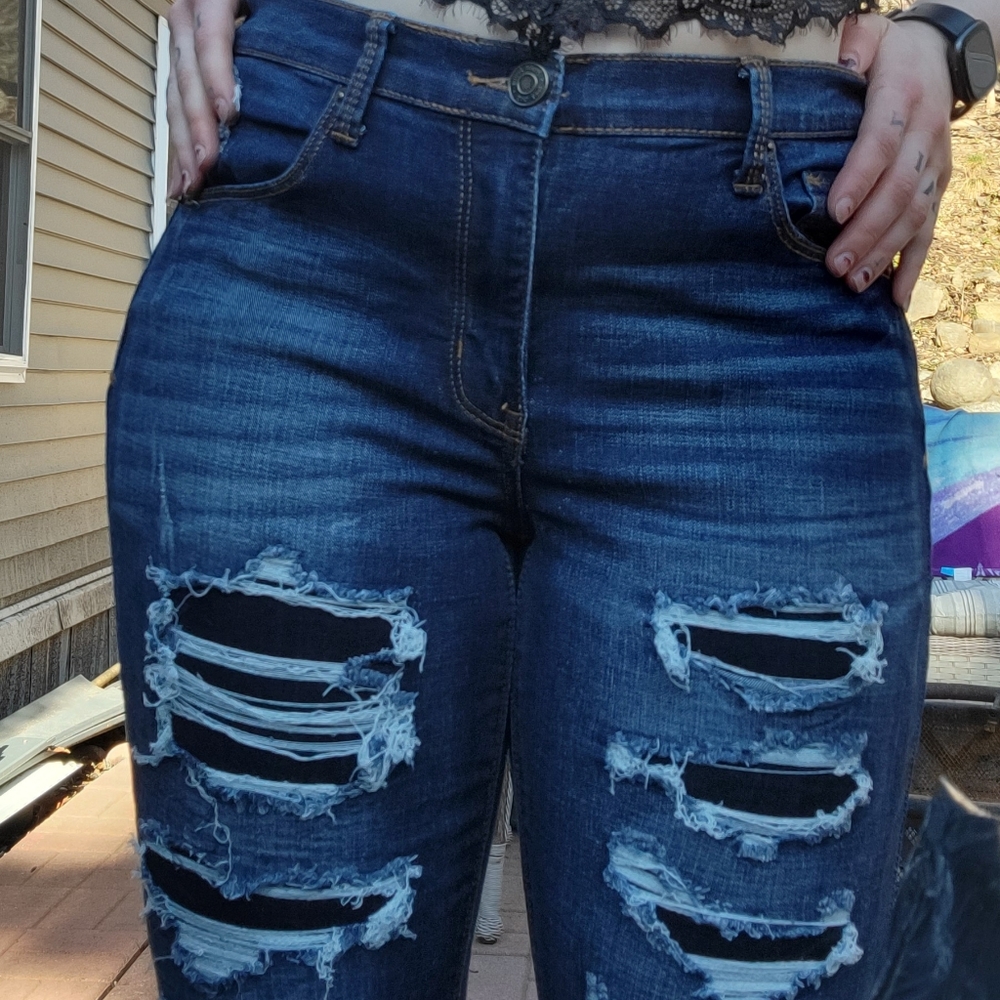 Dark Blue Ripped Mudd Jeans - Picture 2 of 6